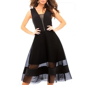 COPY - Whimsigoth midi length netted two layered black dress women's size large